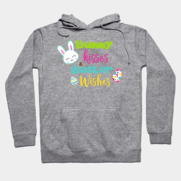 Easter, Bunny Kisses Easter Wishes, Easter Eggs Hoodie by Jelena Dunčević